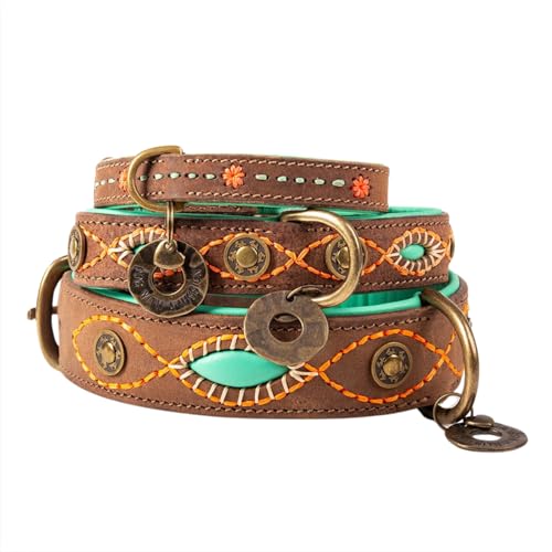 Dog with a Mission - Hundehalsband XXS | Braun, Mint, Bestickt | Boho, Ethno, Urban, Hippie | Kleine Hunde | Handgemacht | Modisch und Bunt | Aus weichem Echtes Leder | 2 cm Breit Dog with a Mission - Hundehalsband XXS | Braun, Mint, Bestickt | Boho, Ethno, Urban, Hippie | Kleine Hunde | Handgemacht | Modisch und Bunt | Aus weichem Echtes Leder | 2 cm Breit von Dog with a Mission