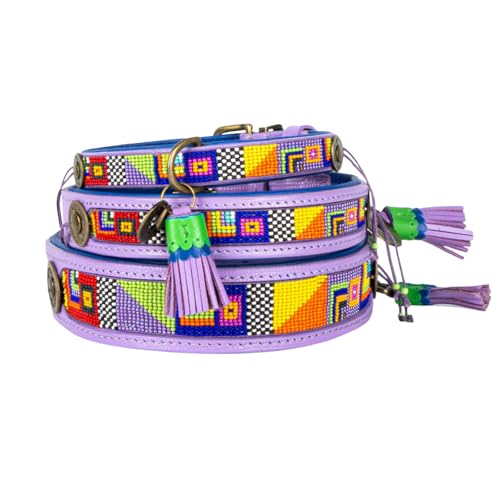DWAM Dog with a Mission - Hundehalsband - Verstellbar - Weichem Leder – Perlen - Mehrfarbig – S – Leder – Halsumfang zwischen 27–33 x 2.5 cm – ColorPop von Dog with a Mission