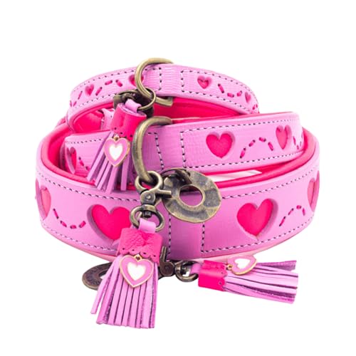 Dog with a Mission - Hundehalsband XS | Rosa Pink mit Herzen | Boho und Hippie | Ideal für kleine Hunde | Handgemacht | Modisch und Bunt | Aus weichem Echtes Leder | 2 cm Breit Dog with a Mission - Hundehalsband XS | Rosa Pink mit Herzen | Boho und Hippie | Ideal für kleine Hunde | Handgemacht | Modisch und Bunt | Aus weichem Echtes Leder | 2 cm Breit von Dog with a Mission