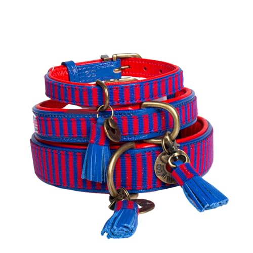 DWAM Dog with a Mission – Hundehalsband - Verstellbar - Weichem Leder – Rot - Blau – XXS – Leder – Halsumfang zwischen 19–24 x 2 cm – Clooney DWAM Dog with a Mission – Hundehalsband - Verstellbar - Weichem Leder – Rot - Blau – XXS – Leder – Halsumfang zwischen 19–24 x 2 cm – Clooney von Dog with a Mission