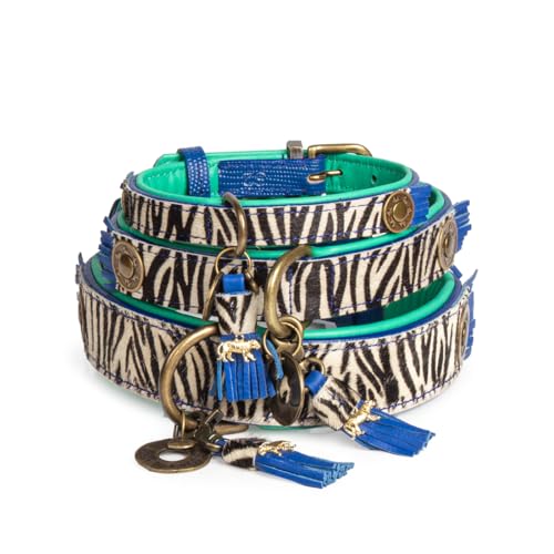 DWAM Dog with a Mission – Hundehalsband - Verstellbar - Weichem Leder – Tierdruck - Zebra – L – Leder – Halsumfang zwischen 38–47 x 4 cm – Dandy von Dog with a Mission