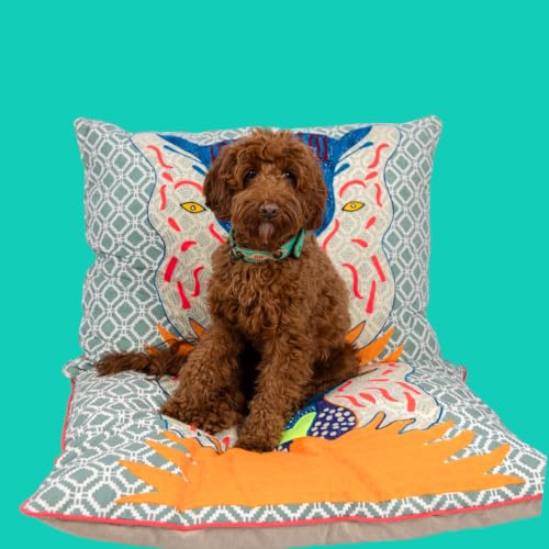 Dog with a Mission - Hundekissen Rocking Tiger S | für kleine bis mittelgroße Hunde | Orange - Blau - Türkis | 70 x 90 cm von Dog with a Mission