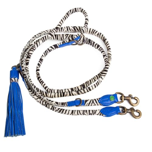 Dog with a Mission - Hundeleine S | Leine für Hunde mit Tierdruck | Führleine mit stabiler Karabinerhaken - 220 cm x 1 cm | Leder - Modischer und stilvoller Zebradruck von Dog with a Mission