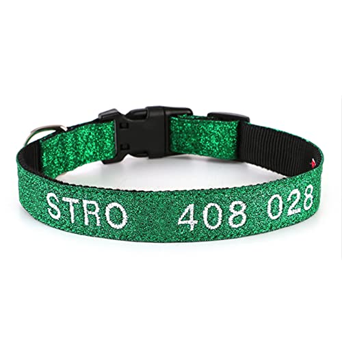 Personalisierte Hundehalsband mit Gestickten ID Pet Name Telefonnummer Verstellbares, Weich & Komfort Nylon Hunde Halsband Für Kleine MittelgroßeHunde (Grün：L-23.7") von DWCVEKY