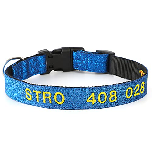 Personalisierte Hundehalsband mit Gestickten ID Pet Name Telefonnummer Verstellbares, Weich & Komfort Nylon Hunde Halsband Für Kleine MittelgroßeHunde (Himmelblau：L-23.7") von DWCVEKY