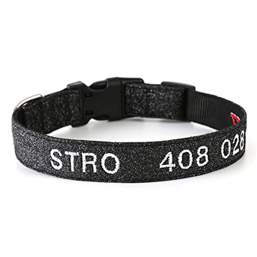 Personalisierte Hundehalsband mit Gestickten ID Pet Name Telefonnummer Verstellbares, Weich & Komfort Nylon Hunde Halsband Für Kleine MittelgroßeHunde (Schwarz：XL-27.6") von DWCVEKY