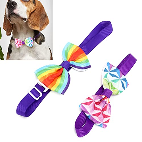 2-teiliges Einstellhalsband | Festliches Hundehalsband und Katzenfliegen-Set | Geeignet für kleine Haustiere von DWENGWUN