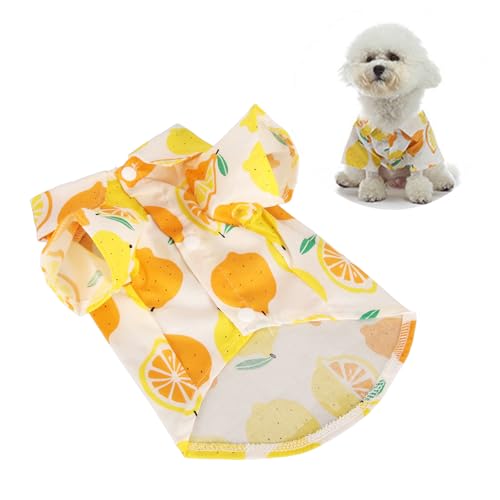 Atmungsaktives Hawaii-Hunde-Sommershirt mit Zitronenmuster, für Hunde und Katzen, für Haustiere Aller Größen, Zitronengelb (L) von DWENGWUN
