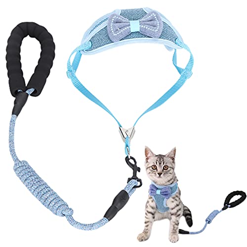 Ausbruchsicheres Katzengeschirr mit Leine, austauschbare Weste für sicheres Gehen, blau, geeignet für Katzen von DWENGWUN