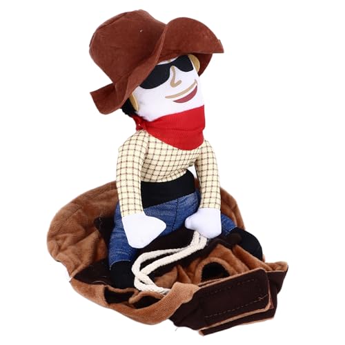 Cowboy-Haustierkostüm, bequemes Hundetuch, Cowboy-Reiter-Hundekostüm für Hunde, Kleidung im Ritterstil mit Puppe und Hut, Lustiges Haustier-Outfit für Teddy Golden Retriever von DWENGWUN