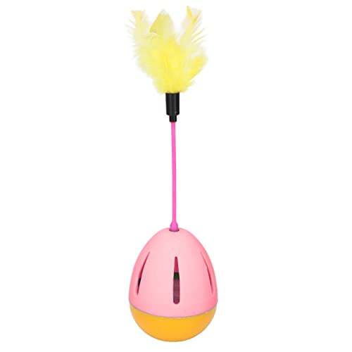 DWENGWUN Feder-Katzenspielzeug, interaktives, leuchtendes Farbenspiel, eingebaute Glocke, 360-Grad-Drehung, Kätzchenspielzeug für lustige Aktivitäten (Pink and Yellow) von DWENGWUN