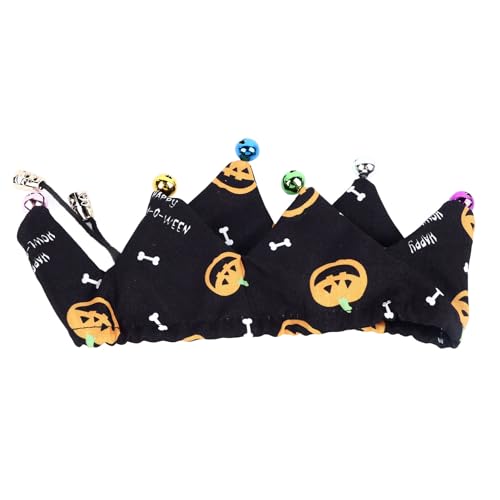 DWENGWUN Halloween-Katzenhalsband mit Glöckchen, niedliches Kürbismuster, Verstellbarer Welpenschal, Haustier-Halloween-Kostüm für Katzen, kleine Hunde von DWENGWUN
