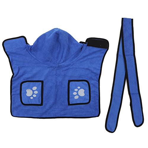 DWENGWUN Hundehandtuch, stark, saugfähig, schnell trocknend, Kapuzen-Bademantel, Bund, Handtaschen-Design, Blau, für Haustiere (L) von DWENGWUN