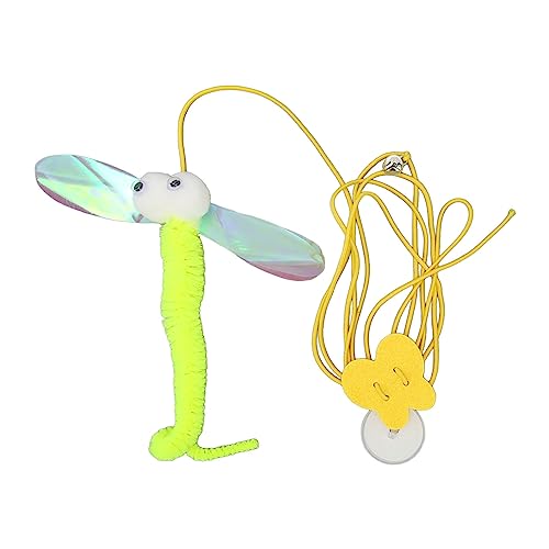 DWENGWUN Self Play Hanging Door Cat Toy Dragonfly Shape Retractable Cat Teasing Toy with Elastic Rope Ringing Bell for Kitten von DWENGWUN