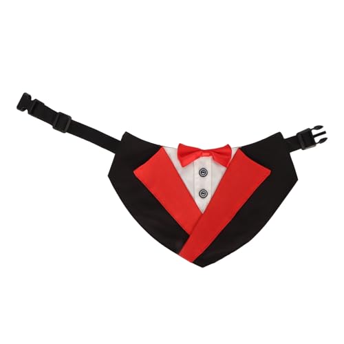 Formelles Smoking-Halsband für Hunde, Elegantes Hochzeits-Bandana, rote Fliege für kleine, mittelgroße und große Haustiere (L) von DWENGWUN