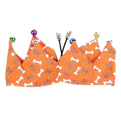 DWENGWUN Haustier-Halloween-Schal, verstellbar, süßer Katzenhalsband-Schal mit Glöckchen, modisches Haustierzubehör für kleine Hunde und Katzen von DWENGWUN