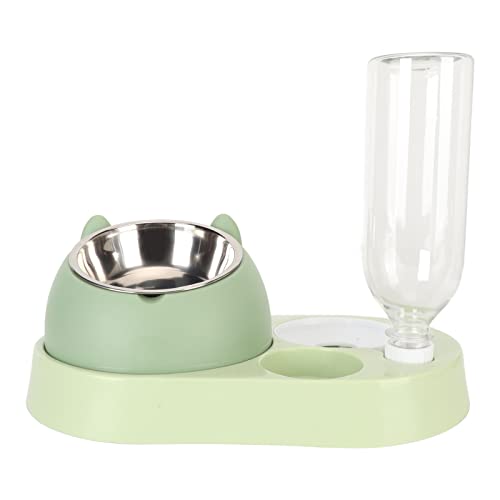 Raised Stand Dish Bowls Siphon Principle 4 In 1 Stainless Steel Detachable Prevent Upset Pet Food Feeder for Cats Dogs Green von DWENGWUN