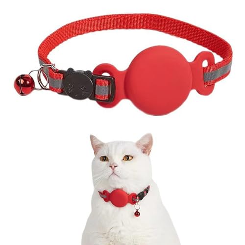 Wasserdichtes Airtag Katzenhalsband, Breakaway Cat Airtag Halsband mit reflektierendem & verstellbarem Design, leichtes Kätzchenhalsband für Apple Airtag, versteckte GPS-Tracker-Halterung für Katzen von DWENGWUN