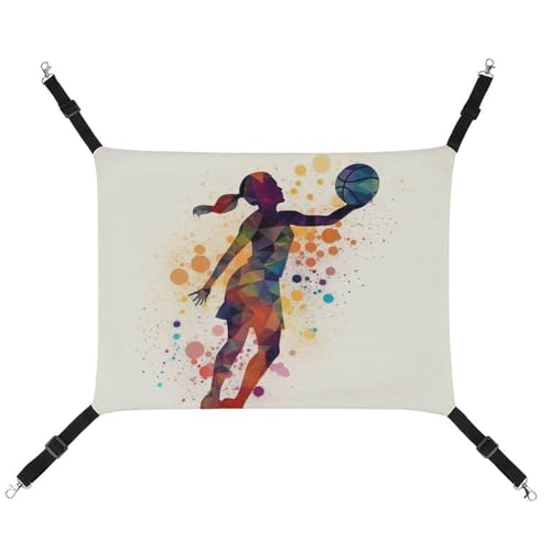 DWTJKMS Basketball-Mädchen-Muster, Katzen-Hängematte, weiche Schlaf-Hängematten, verstellbare Haustier-Hängematte, Ganzjahresgebrauch für Katzen, Frettchen, Welpen, Kaninchen, Kleintiere (klassisch) von DWTJKMS