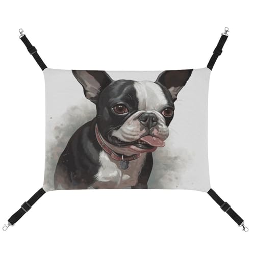 DWTJKMS Boston Terrier Katzenhängematte, weiche Schlafhängematten, verstellbare Haustierhängematte für alle Jahreszeiten, für Katzen, Frettchen, Welpen, Kaninchen, Kleintiere (klassisch) von DWTJKMS