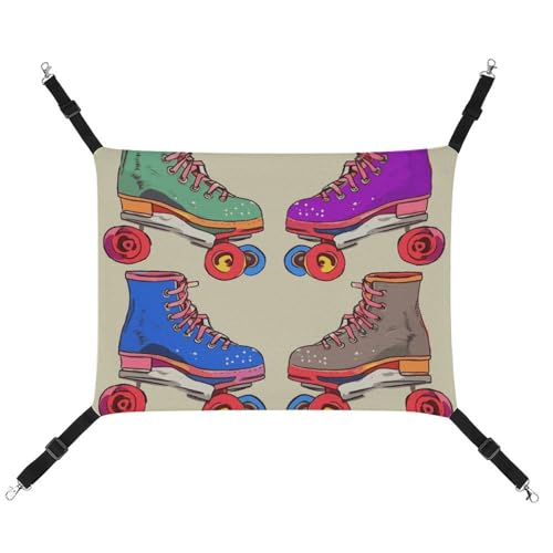 DWTJKMS Bunte Retro-Hängematte für Katzen, Rollschuhe, weich, verstellbar, für alle Jahreszeiten, für Katzen, Frettchen, Welpen, Kaninchen, Kleintiere (klassisch) von DWTJKMS