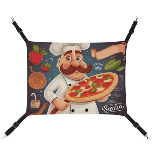 DWTJKMS Chef Pizza Katzenhängematte Weiche Schlafhängematten Verstellbare Haustierhängematte Ganzjahresgebrauch für Katzen, Frettchen, Welpen, Kaninchen, Kleintiere (klassisch) von DWTJKMS