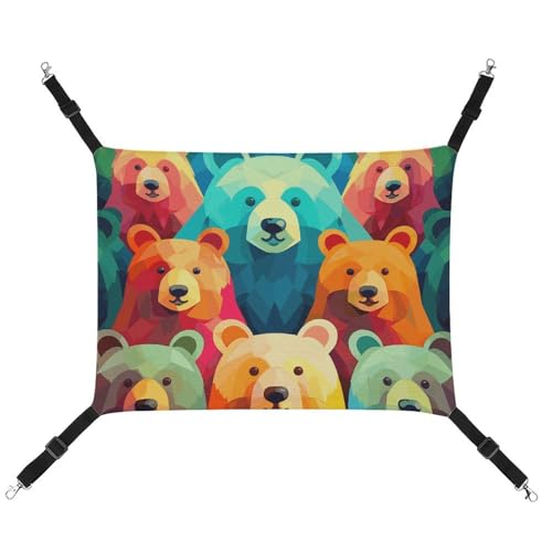 DWTJKMS Colorful Bears Katzen-Hängematte, weich, verstellbar, für alle Jahreszeiten, für Katzen, Frettchen, Welpen, Kaninchen, Kleintiere (klassisch) von DWTJKMS