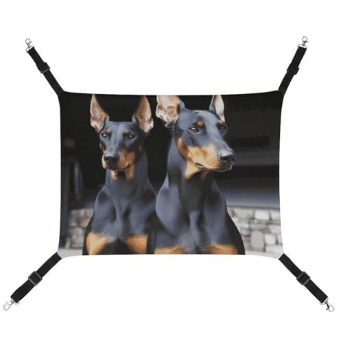 DWTJKMS Dobermann Katzenhängematte Weiche Schlafhängematten Verstellbare Haustierhängematte Ganzjahresgebrauch für Katzen, Frettchen, Welpen, Kaninchen, Kleintiere (klassisch) von DWTJKMS