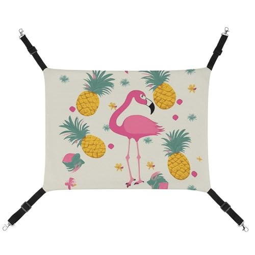 DWTJKMS Flamingo und Ananas Katzenhängematte, weiche Schlafhängematten, verstellbare Haustierhängematte für alle Jahreszeiten, für Katzen, Frettchen, Welpen, Kaninchen, Kleintiere (klassisch) von DWTJKMS