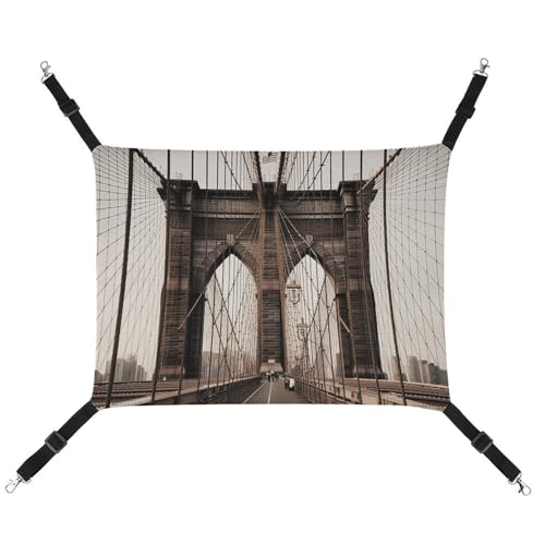 DWTJKMS Foto von Brooklyn Bridge Katzenhängematte, weiche Schlafhängematten, verstellbare Haustierhängematte für alle Jahreszeiten, für Katzen, Frettchen, Welpen, Kaninchen, Kleintiere (klassisch) DWTJKMS Foto von Brooklyn Bridge Katzenhängematte, weiche Schlafhängematten, verstellbare Haustierhängematte für alle Jahreszeiten, für Katzen, Frettchen, Welpen, Kaninchen, Kleintiere (klassisch) von DWTJKMS