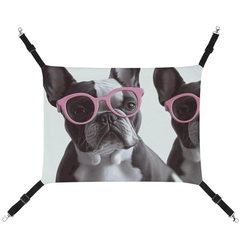 DWTJKMS Französische Bulldogge rosa Brille Katzenhängematte weiche Schlafhängematten verstellbare Haustierhängematte Ganzjahresgebrauch für Katzen, Frettchen, Welpen, Kaninchen, Kleintiere (klassisch) DWTJKMS Französische Bulldogge rosa Brille Katzenhängematte weiche Schlafhängematten verstellbare Haustierhängematte Ganzjahresgebrauch für Katzen, Frettchen, Welpen, Kaninchen, Kleintiere (klassisch) von DWTJKMS