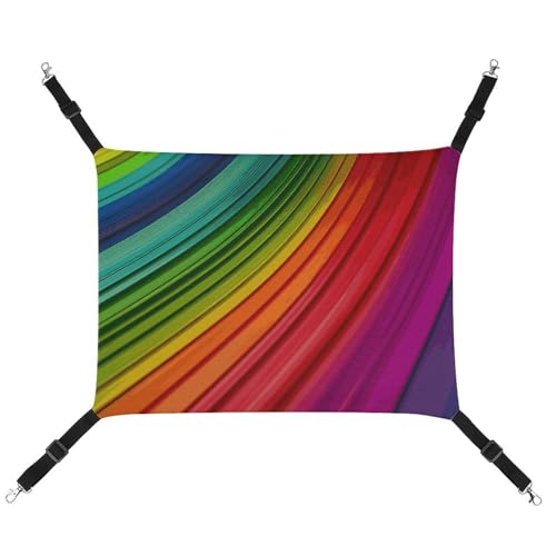 DWTJKMS Katzenhängematte in Regenbogenfarben, gestreift, weich, verstellbar, für alle Jahreszeiten, für Katzen, Frettchen, Welpen, Kaninchen, Kleintiere (klassisch) von DWTJKMS