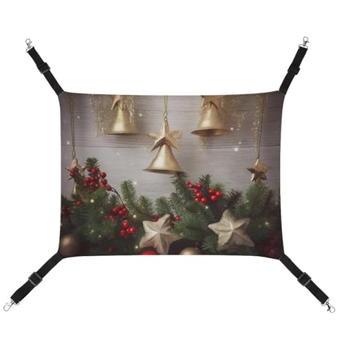DWTJKMS Katzenhängematte mit Weihnachtsbaum und Glocken, weiche Schlafhängematten, verstellbare Haustierhängematte für alle Jahreszeiten, für Katzen, Frettchen, Welpen, Kaninchen, Kleintiere von DWTJKMS