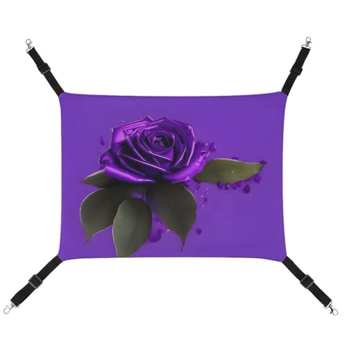 DWTJKMS Katzenhängematte mit violettem Rosen-Druck, weiche Schlafhängematten, verstellbare Haustier-Hängematte, Ganzjahresgebrauch für Katzen, Frettchen, Welpen, Kaninchen, Kleintiere (klassisch) von DWTJKMS