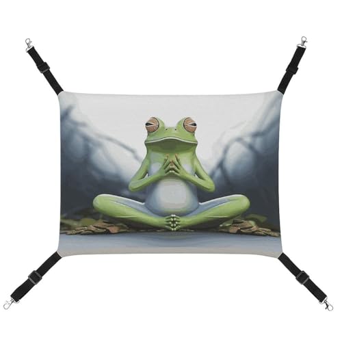 DWTJKMS Lustige Yoga-Frosch-Katzen-Hängematte, weiche Schlaf-Hängematten, verstellbare Haustier-Hängematte, ganzjähriger Gebrauch für Katzen, Frettchen, Welpen, Kaninchen, Kleintiere (klassisch) von DWTJKMS
