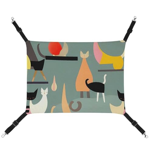 DWTJKMS Mid-Century Moderne Kunst-Katzen-Hängematte, weiche Schlaf-Hängematten, verstellbare Haustier-Hängematte, ganzjähriger Gebrauch für Katzen, Frettchen, Welpen, Kaninchen, Kleintiere (klassisch) DWTJKMS Mid-Century Moderne Kunst-Katzen-Hängematte, weiche Schlaf-Hängematten, verstellbare Haustier-Hängematte, ganzjähriger Gebrauch für Katzen, Frettchen, Welpen, Kaninchen, Kleintiere (klassisch) von DWTJKMS