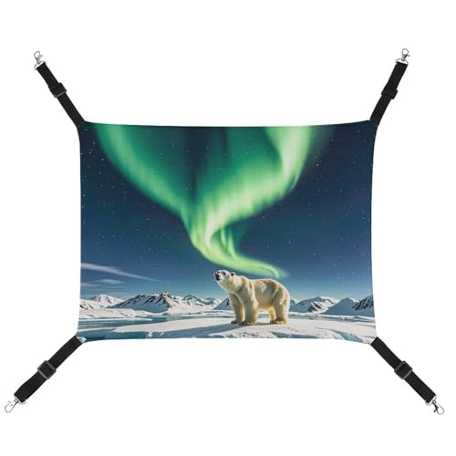 DWTJKMS Northern Lights Eisbär-Katzen-Hängematte, weiche Schlaf-Hängematten, verstellbare Haustier-Hängematte, Ganzjahresgebrauch für Katzen, Frettchen, Welpen, Kaninchen, Kleintiere (klassisch) von DWTJKMS