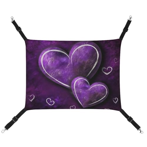 DWTJKMS Purple Hearts Katzenhängematte, weiche Schlafhängematten, verstellbare Haustierhängematte für alle Jahreszeiten, für Katzen, Frettchen, Welpen, Kaninchen, Kleintiere (klassisch) von DWTJKMS