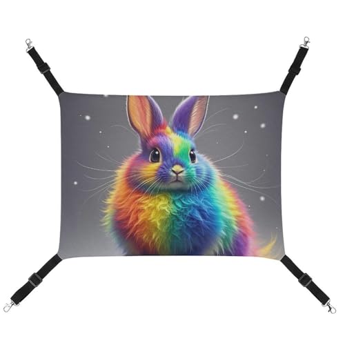 DWTJKMS Rainbow Rabbit Cat Hammock Soft Sleeping Hammocks Adjustable Pet Hammock All Season Use for Cats, Frettchen, Puppy, Rabbits, Small Animals (Classic) von DWTJKMS