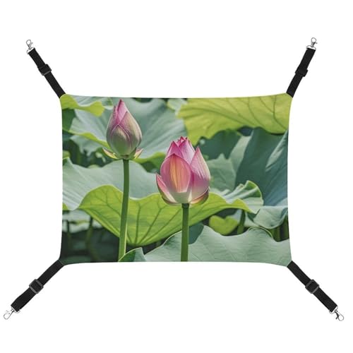 DWTJKMS Schöne Lotusblumen Katzenhängematte Weiche Schlafhängematten Verstellbare Haustierhängematte Ganzjahresgebrauch für Katzen, Frettchen, Welpen, Kaninchen, Kleintiere (klassisch) von DWTJKMS