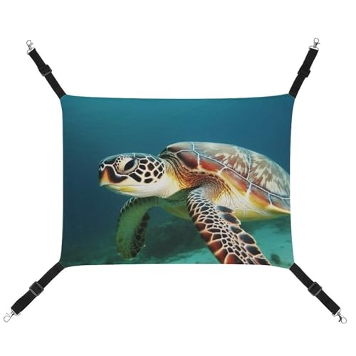 DWTJKMS Sea Turtle Katzenhängematte, weiche Schlafhängematten, verstellbare Haustierhängematte für alle Jahreszeiten, für Katzen, Frettchen, Welpen, Kaninchen, Kleintiere (klassisch) von DWTJKMS