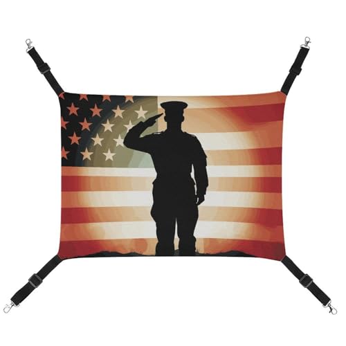 DWTJKMS Soldier Saluting America Flag Katzen-Hängematte, weiche Schlaf-Hängematten, verstellbare Haustier-Hängematte, ganzjähriger Gebrauch für Katzen, Frettchen, Welpen, Kaninchen, Kleintiere DWTJKMS Soldier Saluting America Flag Katzen-Hängematte, weiche Schlaf-Hängematten, verstellbare Haustier-Hängematte, ganzjähriger Gebrauch für Katzen, Frettchen, Welpen, Kaninchen, Kleintiere von DWTJKMS