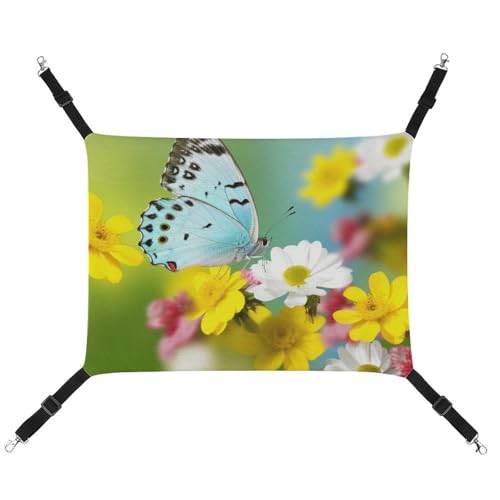 DWTJKMS Spring Butterfly Katzenhängematte Weiche Schlafhängematten, verstellbare Haustierhängematte für alle Jahreszeiten für Katzen, Frettchen, Welpen, Kaninchen, Kleintiere (klassisch) von DWTJKMS