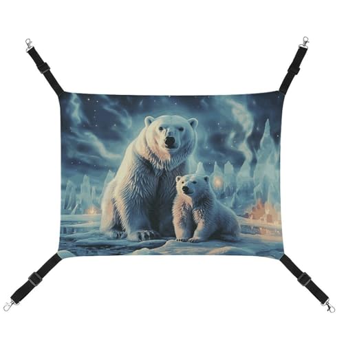 DWTJKMS Two Polar Bears Katzenhängematte, weiche Schlafhängematten, verstellbare Haustierhängematte für alle Jahreszeiten, für Katzen, Frettchen, Welpen, Kaninchen, Kleintiere (klassisch) von DWTJKMS
