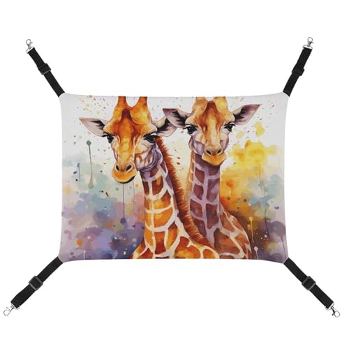 DWTJKMS Wasserfarben-Giraffen-Hängematte, weich, verstellbar, Haustier-Hängematte, ganzjährig, für Katzen, Frettchen, Welpen, Kaninchen, Kleintiere (klassisch) von DWTJKMS