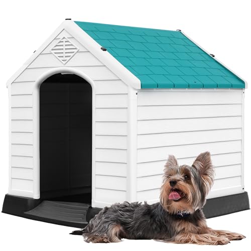 DWVO Robuste, wetterfeste Hundehütte, für drinnen und draußen, sicherer Rückzugsort für kleine bis mittelgroße Hunde, einfache Montage und Reinigung, 71 cm L x 66 cm B x 71 cm H, Blau DWVO Robuste, wetterfeste Hundehütte, für drinnen und draußen, sicherer Rückzugsort für kleine bis mittelgroße Hunde, einfache Montage und Reinigung, 71 cm L x 66 cm B x 71 cm H, Blau von DWVO
