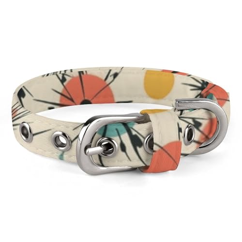 Atomic Stars Retro Muster Hundehalsband mit Metallschnalle, Halsband, handgefertigt, Traktion, Schutzhülle für kleine, mittelgroße Hunde, Katzen und Haustiere von DWVSFJM