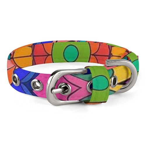 Buntes Mandala-Hundehalsband, verstellbar, weich und bequem, Welpenhalsband mit Metallschnalle, Haustierhalsband für kleine, mittelgroße Haustiere Buntes Mandala-Hundehalsband, verstellbar, weich und bequem, Welpenhalsband mit Metallschnalle, Haustierhalsband für kleine, mittelgroße Haustiere von DWVSFJM
