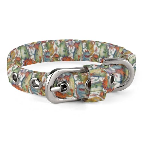 Chaotic Buntes Monster-Hundehalsband mit Metallschnalle, handgefertigt, Traktion, Schutzhülle für kleine, mittelgroße Hunde, Katzen und Haustiere von DWVSFJM