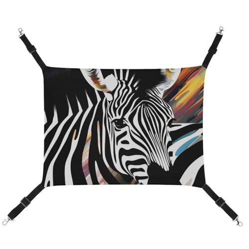 DWVSFJM Abstrakte Tier-Zebra-Katzen-Hängematte, Haustierkäfig-Hängematte, weiches Haustier-Hängebett mit verstellbaren Riemen und Metallhaken-Muster, warme hängende Haustiermatten für Katzen, kleine von DWVSFJM